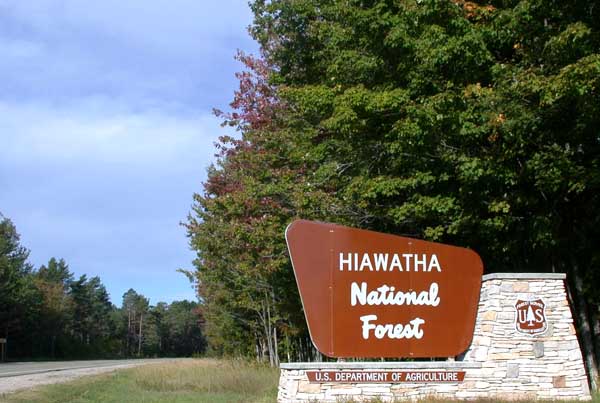 Hiawatha National Forest road sign