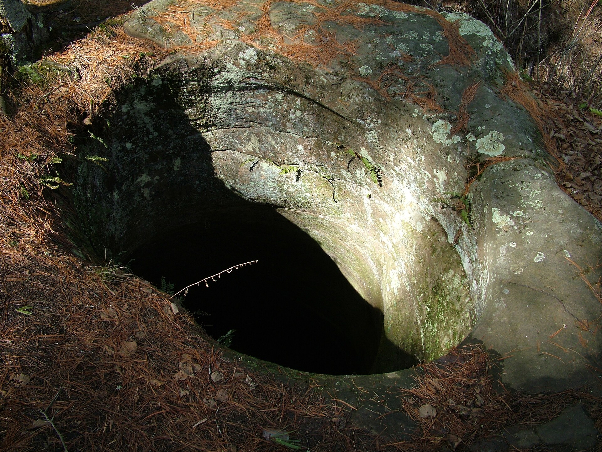 One of the many stone potholes carved out by the Kettle River
