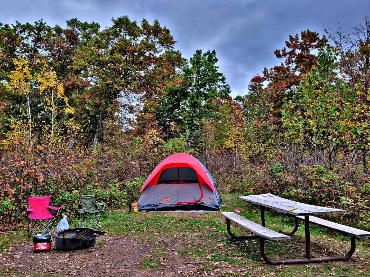A campsite at St. Croix State Park in the fall